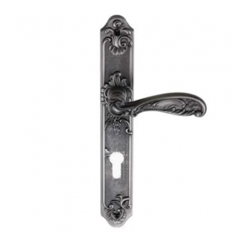 Ручка FLOR BL. SILVER (CL) (на планке под ключевой цилиндр, чернёное серебро)