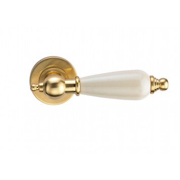 Ручка REDONDO S. GOLD (на круглой розетке, керамика слоновая кость, матовое золото)