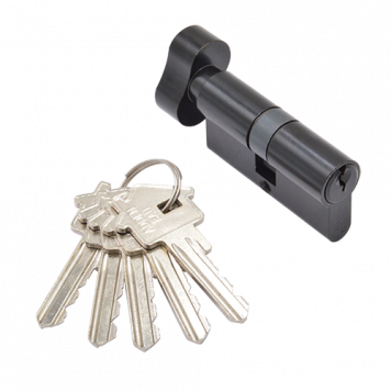 Ключевой цилиндр ADDEN BAU. CYL 5-60 KNOB BLACK (цвет ЧЕРНЫЙ) ключ-завертка, 5 ключей, 60 мм
